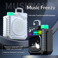 Bluetooth 5.4 mini speaker with touchscreen, colorful LED lights, built-in alarm, and call function